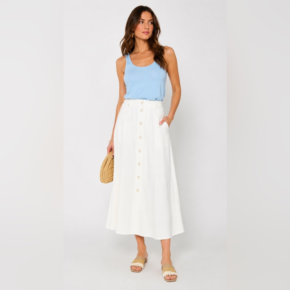 NWT Flowee by Aimee Kestenberg A-Line Denim Skirt in Bone